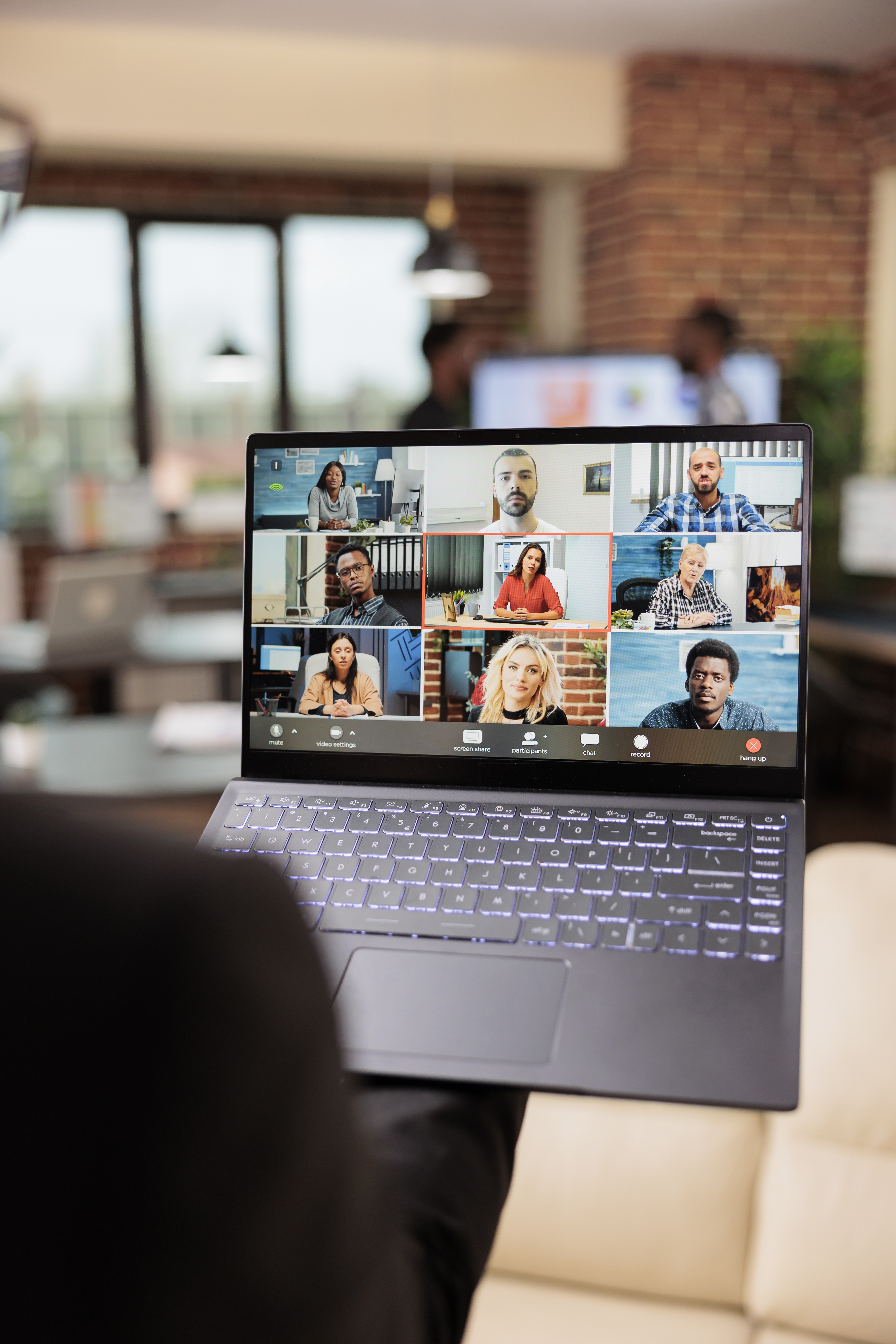 Female freelancer talking on online videocall